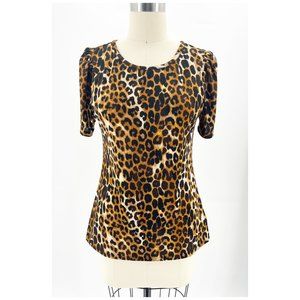 Express Puff Sleeve Animal Leopard Print Top~M~NWOT